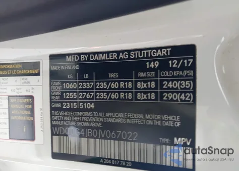 2018 Mercedes-Benz Glc 300 из США, поврежденный, VIN WDC0G4JB0JV067022